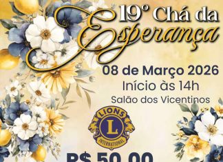Chá da Esperança dia 8 de março em prol da Casa dos Velhos