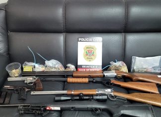 Polícia Civil apreende seis armas na residência de investigado por violência doméstica em Dracena