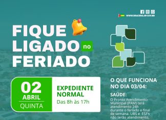 Prefeitura informa que não haverá expediente na sexta-feira. Pronto Atendimento terá atendimento 24 horas. Veja mais detalhes