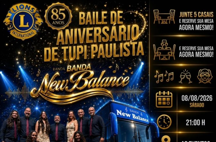 Banda New Balance dá o brilho musical ao Baile de Aniversário de Tupi Paulista
